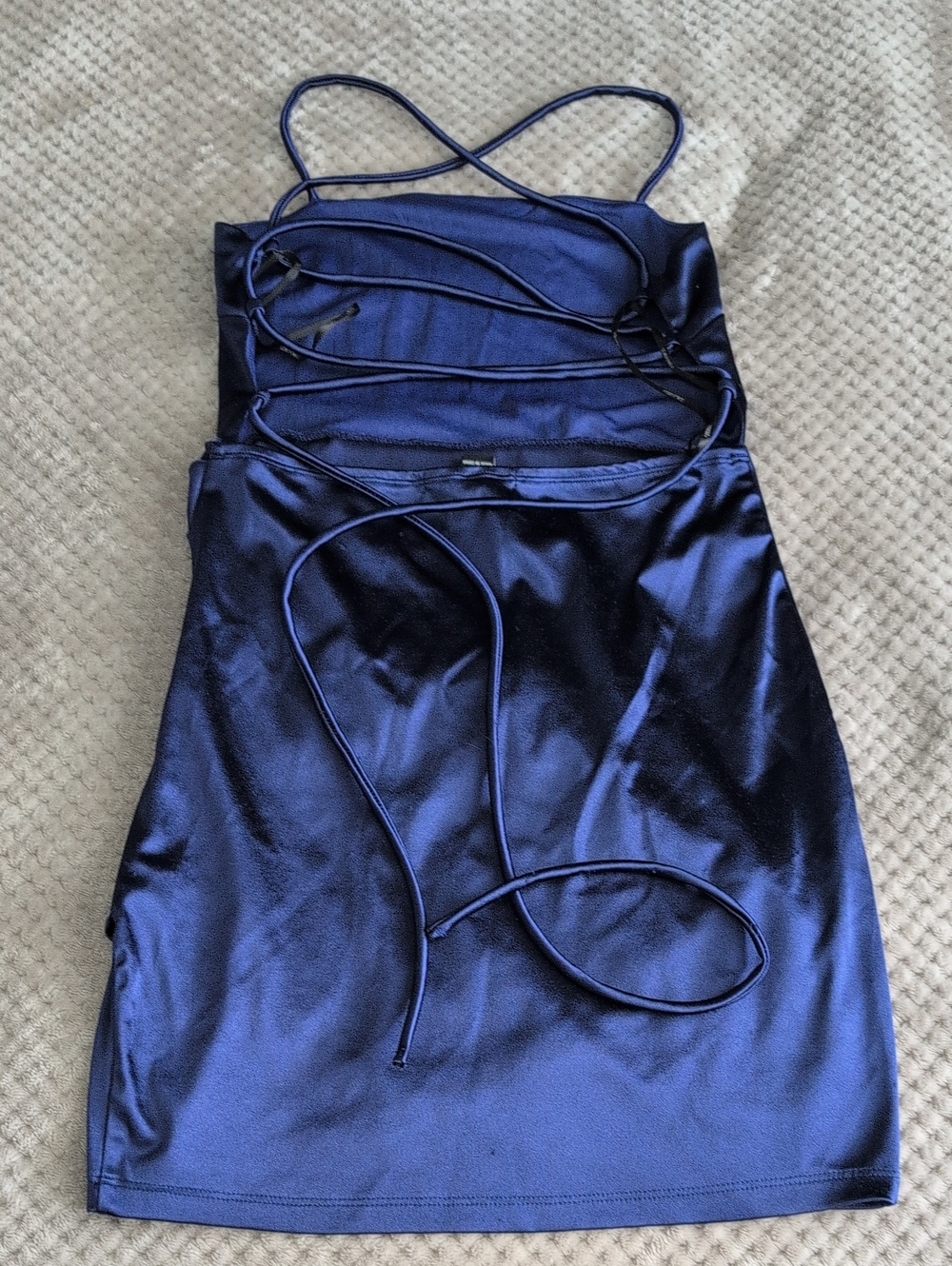 Forever 21 Deep Navy Satin Lace-Up Mini Dress
